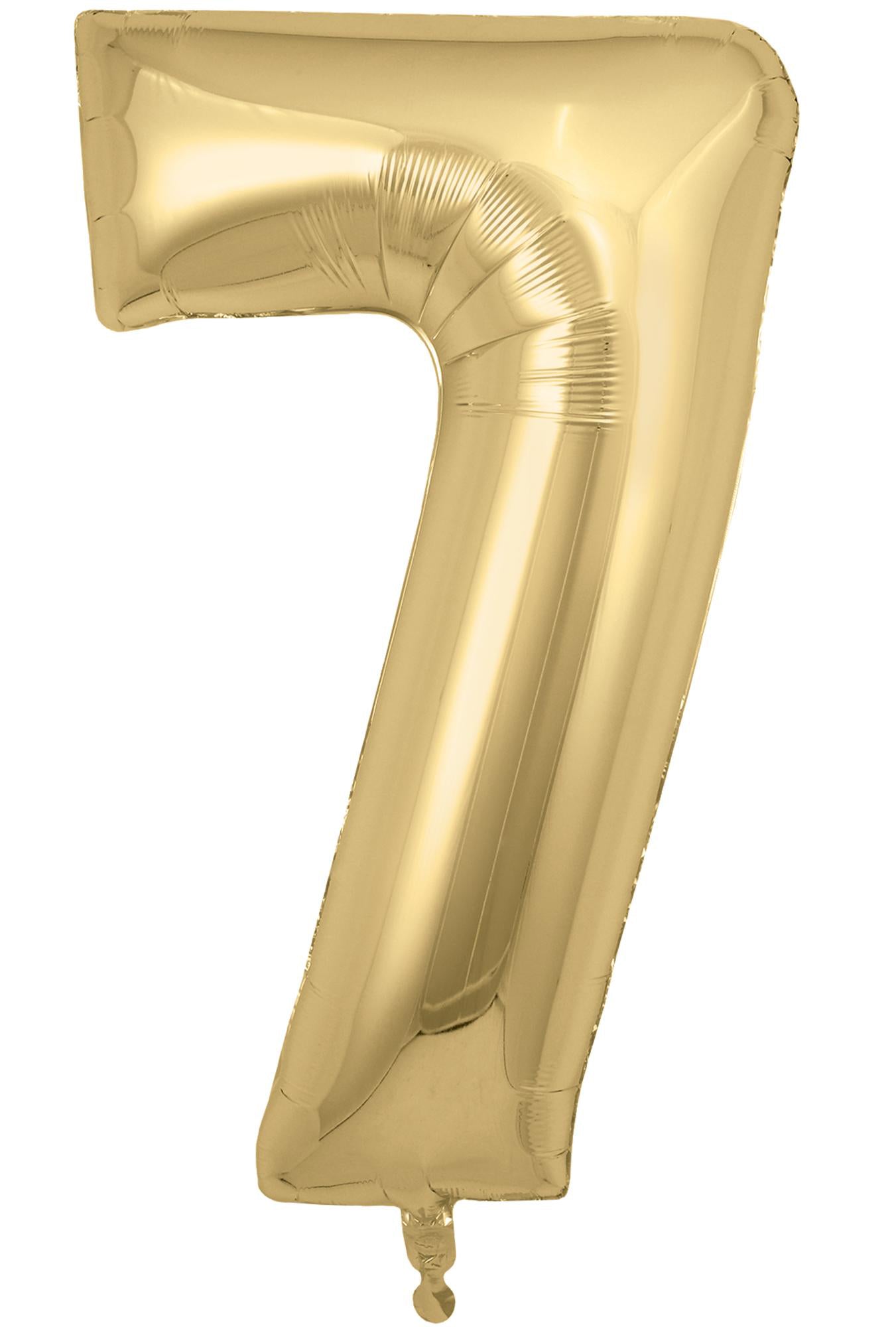 34" Number 7 Silk Gold Oaktree Foil Balloon