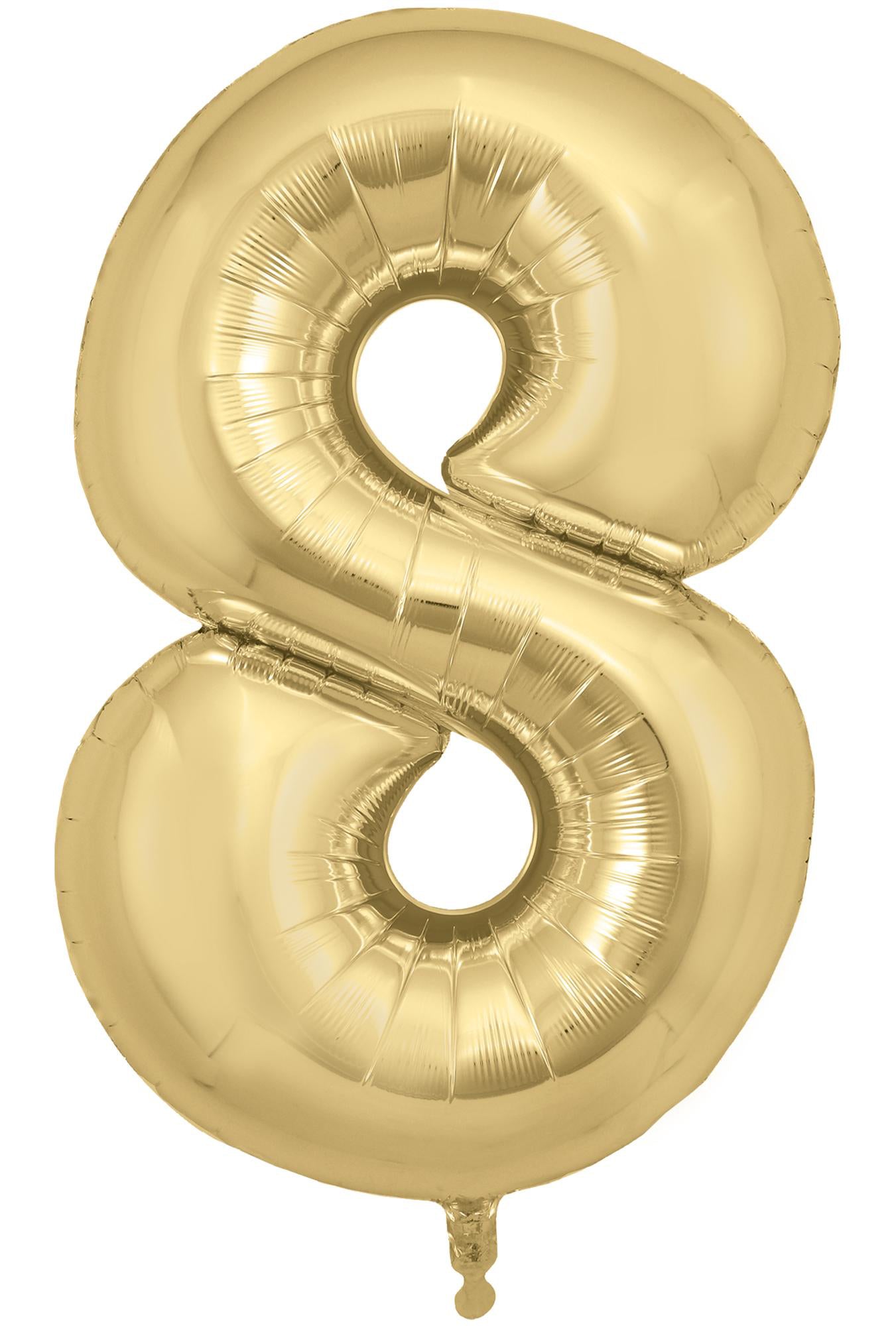 34" Number 8 Silk Gold Oaktree Foil Balloon