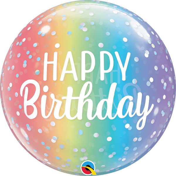 Happy Birthday Ombre & Dots 22″ Bubble Balloon