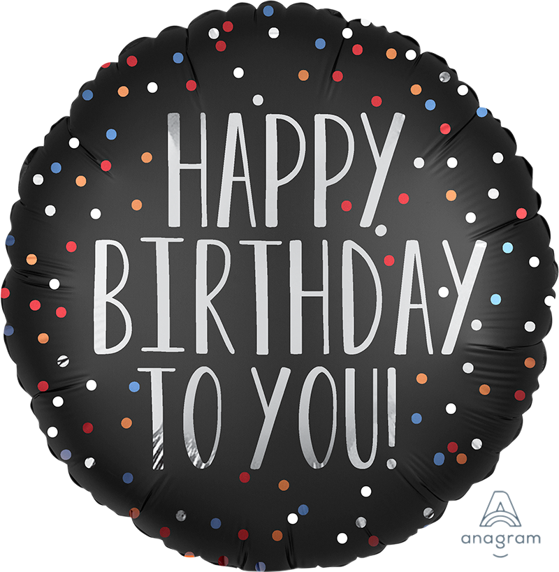 18" Satin Silver B'day Dots Pkg