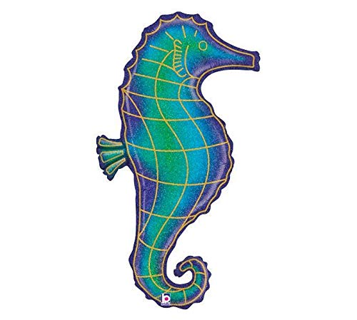 36" Glitter Holographic Seahorse