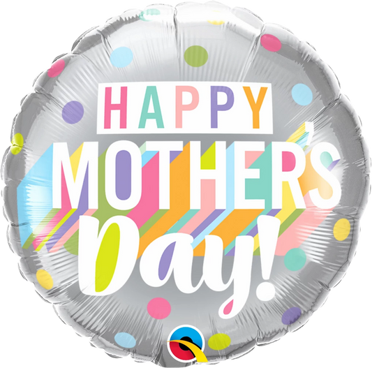18" Round Mother's Day Big Pastel Dots Foil Balloon