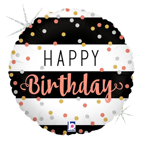 18" Holographic Rose Gold Birthday Foil Balloon