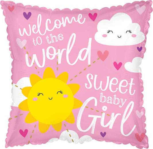 17" Welcome Baby Girl Foil Balloon