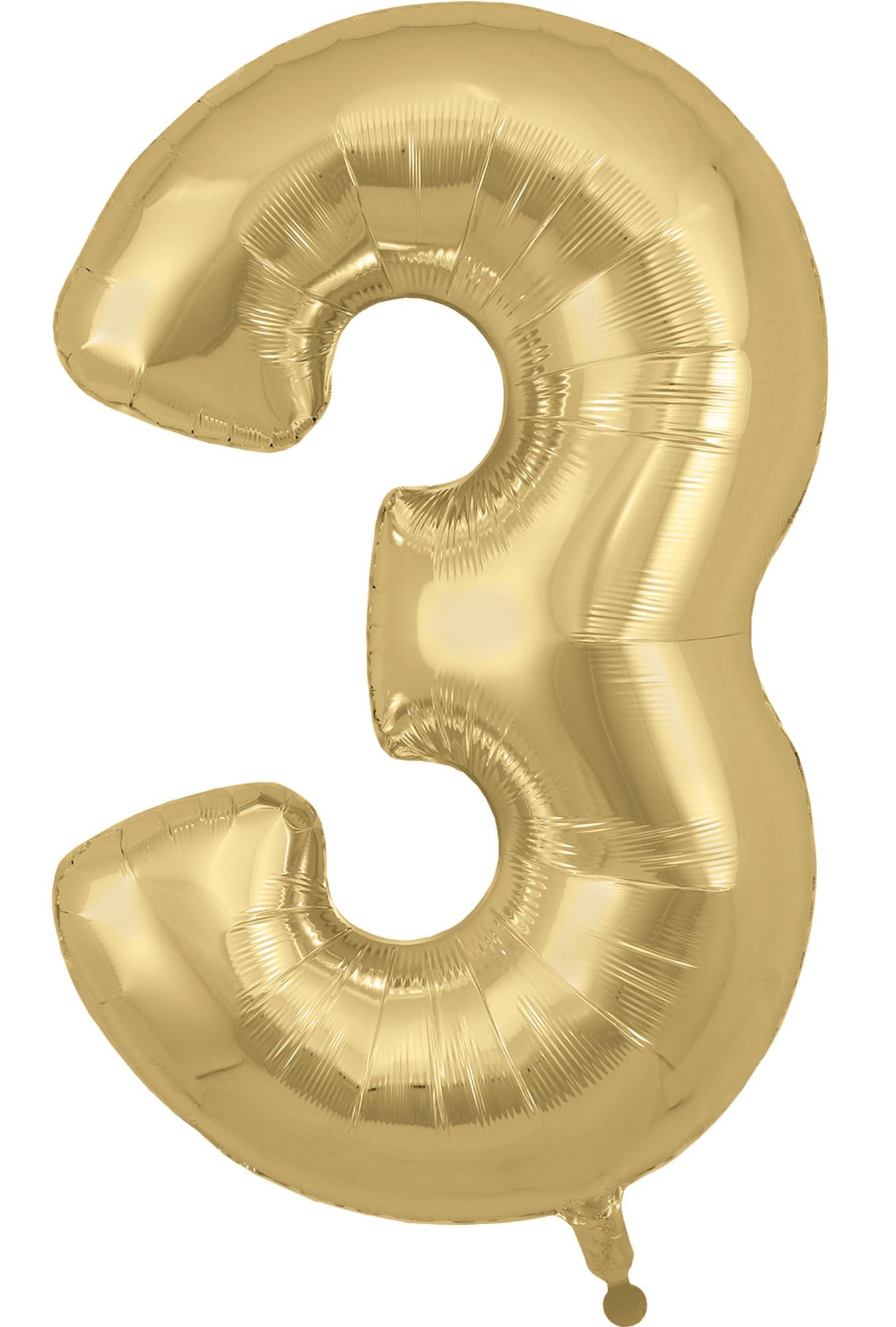 3 Number 34" Gold Oaktree Foil Balloon
