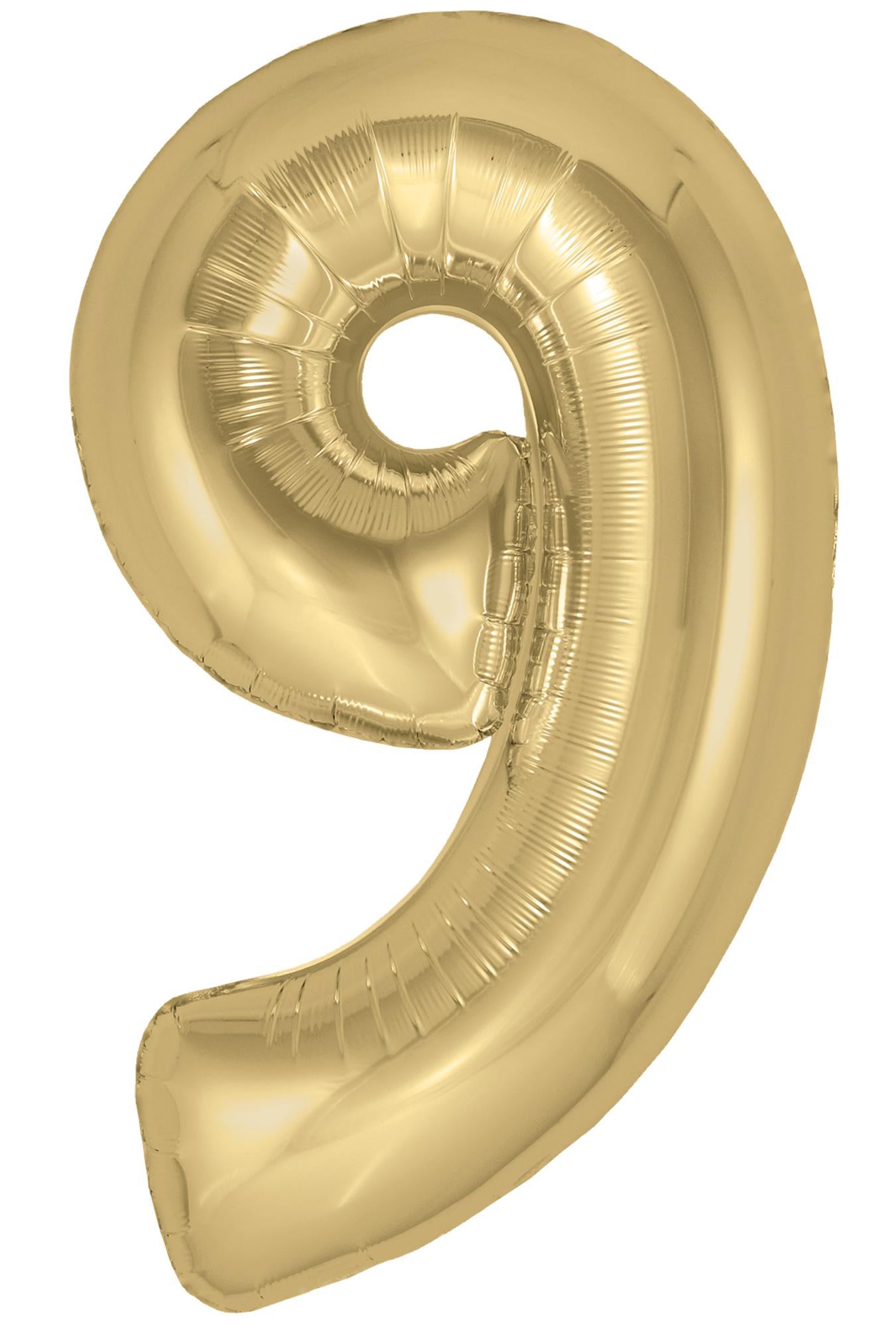 34" Number 9 Silk Gold Oaktree Foil Balloon