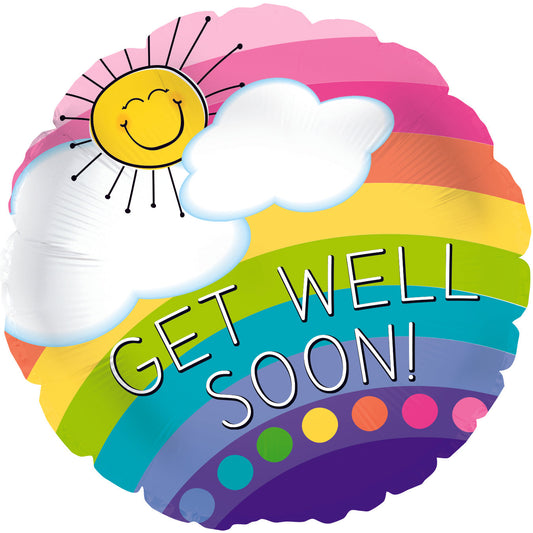 17" Get Well Soon Rainbow Foil Balloon