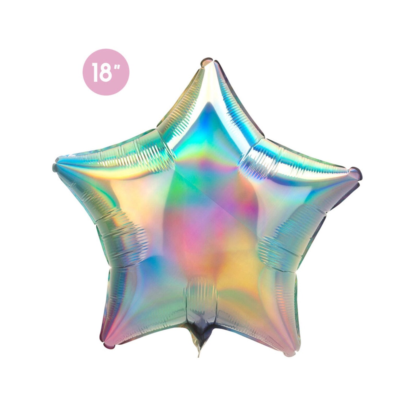 18" Iridescent  Rainbow Star Foil Balloon