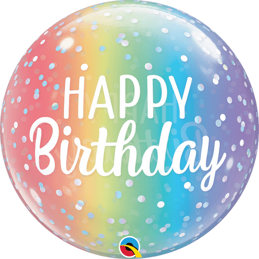 Happy Birthday Ombre & Dots 22″ Bubble Balloon
